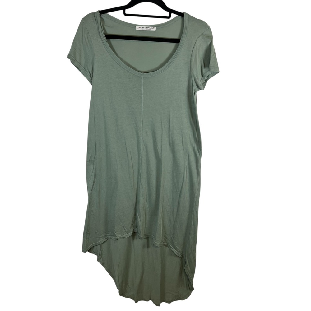 Project‎ Social T Womens Sage Green High Low Scoop Neck T-Shirt Dress Size Small